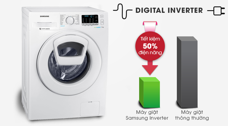 Máy giặt Samsung Inverter 7.5 kg WW75K52E0WW/SV Máy giặt Samsung Inverter 7.5 kg WW75K52E0WW/SV