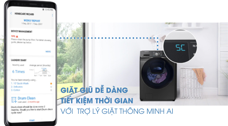 Máy giặt sấy Samsung Inverter 19 kg WD19N8750KV/SV Máy giặt sấy Samsung Inverter 19 kg WD19N8750KV/SV