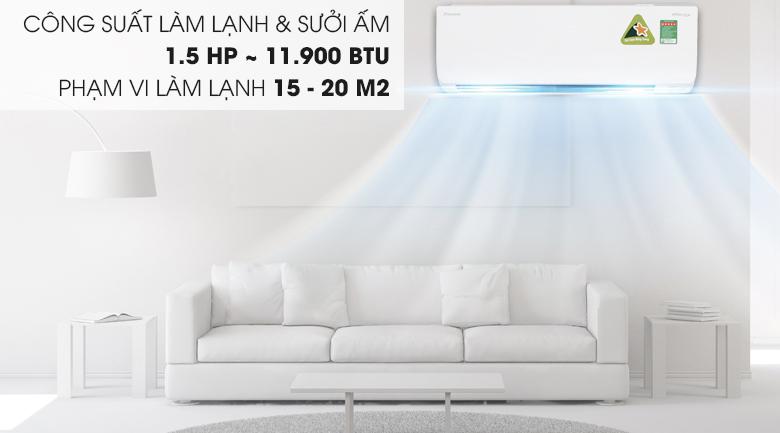 Máy lạnh 2 chiều Daikin Inverter 1.5 HP FTHF35RAVMV Máy lạnh 2 chiều Daikin Inverter 1.5 HP FTHF35RAVMV