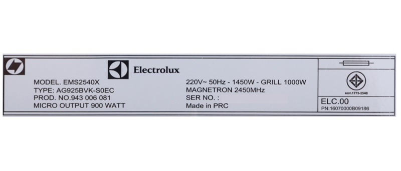 Lò vi sóng Electrolux EMS2540X Lò vi sóng Electrolux EMS2540X