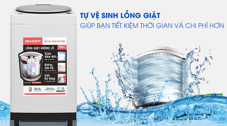 Máy giặt Sharp 9 kg ES-W90PV-H Máy giặt Sharp 9 kg ES-W90PV-H