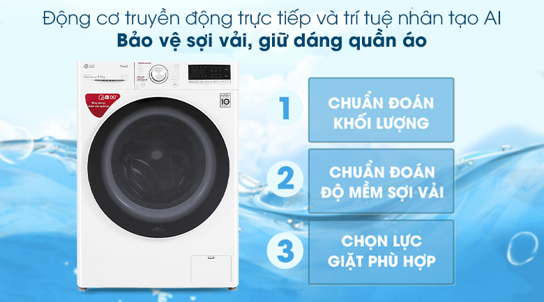 Máy giặt LG Inverter 8.5 kg FV1408S4W Máy giặt LG Inverter 8.5 kg FV1408S4W