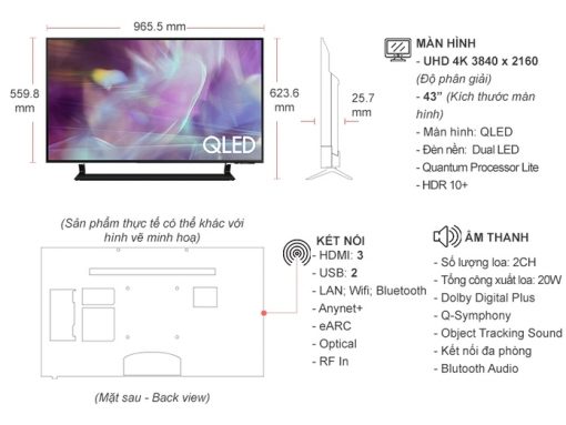 Smart Tivi Qled Samsung 4k 55inch 43q60aa 7