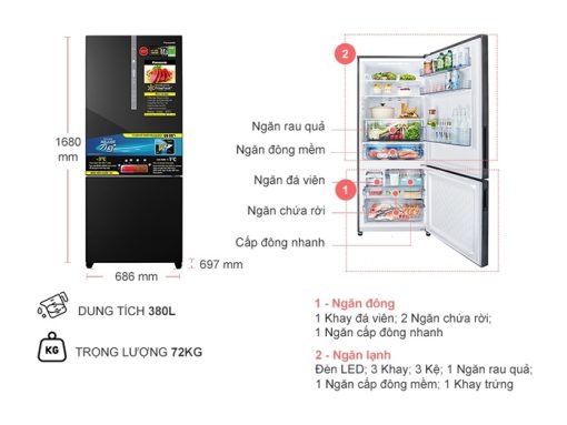 10049098 Tu Lanh Panasonic Inverter 380l Nr Bx421wgkv