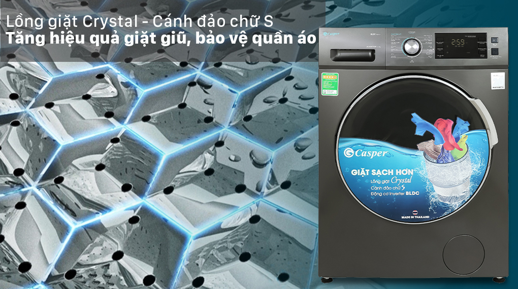 Máy giặt Casper Inverter 10.5 kg WF-105I150BGB Máy giặt Casper Inverter 10.5 kg WF-105I150BGB