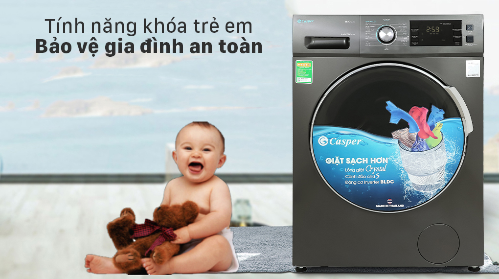 Máy giặt Casper Inverter 10.5 kg WF-105I150BGB Máy giặt Casper Inverter 10.5 kg WF-105I150BGB