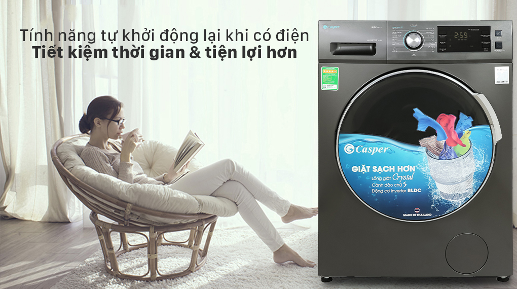 Máy giặt Casper Inverter 10.5 kg WF-105I150BGB Máy giặt Casper Inverter 10.5 kg WF-105I150BGB