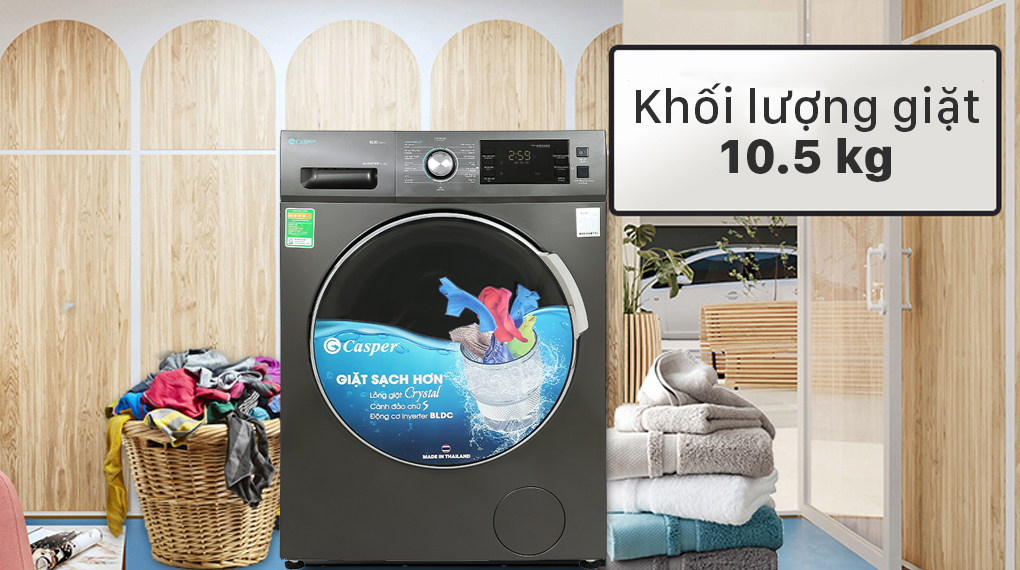 Máy giặt Casper Inverter 10.5 kg WF-105I150BGB Máy giặt Casper Inverter 10.5 kg WF-105I150BGB