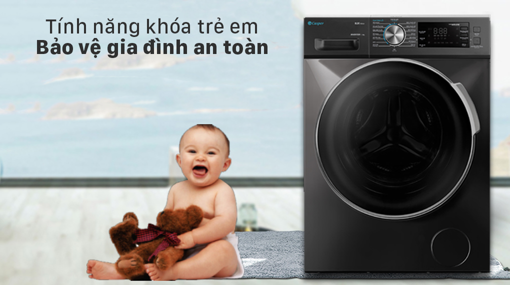 Máy giặt Casper Inverter 8.5 kg WF-85I140BGB Máy giặt Casper Inverter 8.5 kg WF-85I140BGB