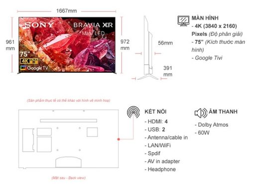 10052308 Google Tivi Sony 4k 75 Inch Xr 75x95k Tskt