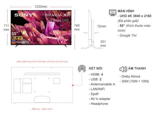 10052556 Google Tivi Sony 4k 55 Inch Xr 55x90k Tskt