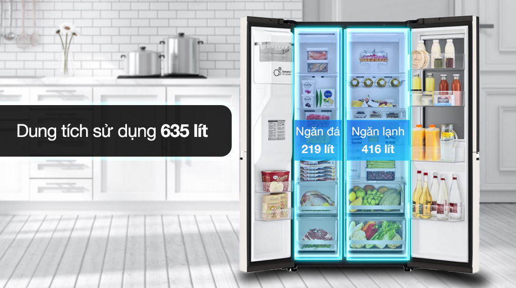 Tủ lạnh LG Inverter 635 Lít Side By Side InstaView Door-in-Door GR-X257BG Tủ lạnh LG Inverter 635 Lít Side By Side InstaView Door-in-Door GR-X257BG