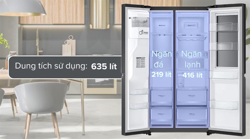 Tủ lạnh LG Inverter 635 lít Side By Side InstaView GR-G257BL Tủ lạnh LG Inverter 635 lít Side By Side InstaView GR-G257BL