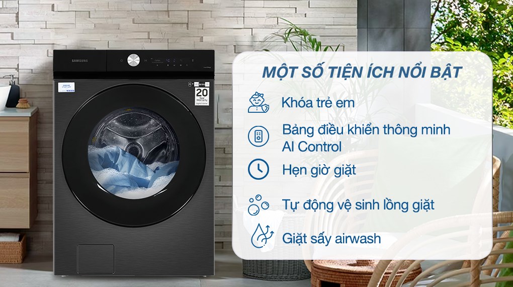 Máy giặt sấy Samsung Bespoke AI Inverter giặt 21 kg - sấy 12 kg WD21B6400KV/SV Máy giặt sấy Samsung Bespoke AI Inverter giặt 21 kg - sấy 12 kg WD21B6400KV/SV