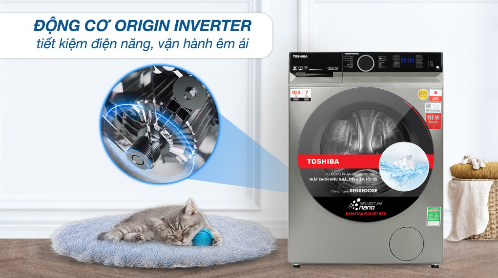 Máy giặt sấy Toshiba Inverter giặt 10.5 kg - sấy 7 kg TWD-BM115GF4V(SK) Máy giặt sấy Toshiba Inverter giặt 10.5 kg - sấy 7 kg TWD-BM115GF4V(SK)