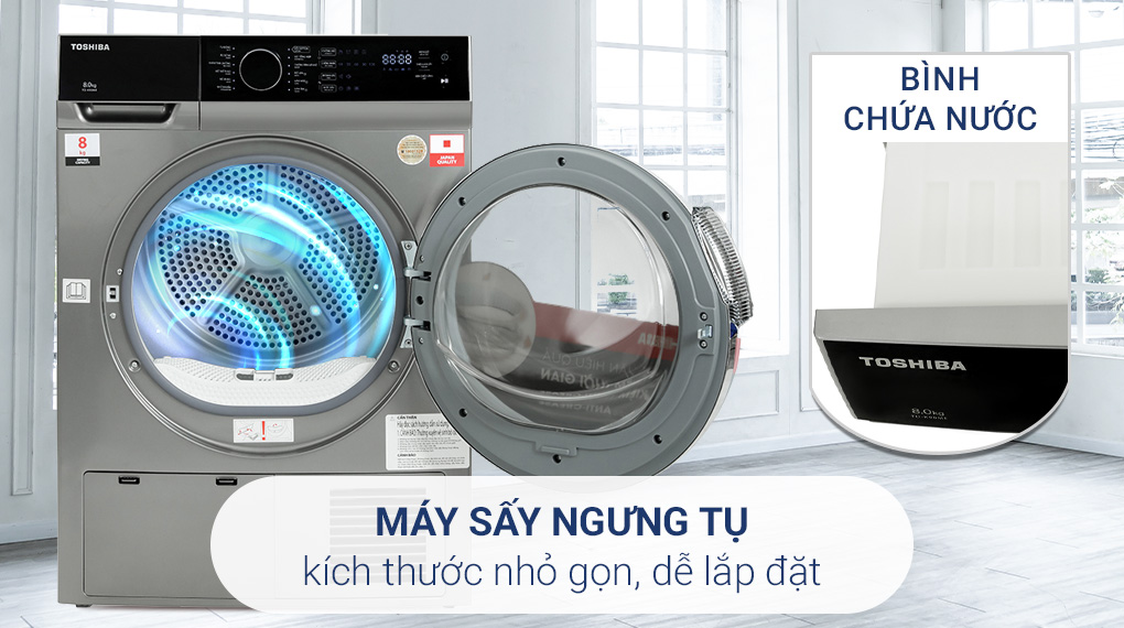 Máy sấy ngưng tụ Toshiba 8 kg TD-K90MEV(SK) Máy sấy ngưng tụ Toshiba 8 kg TD-K90MEV(SK)