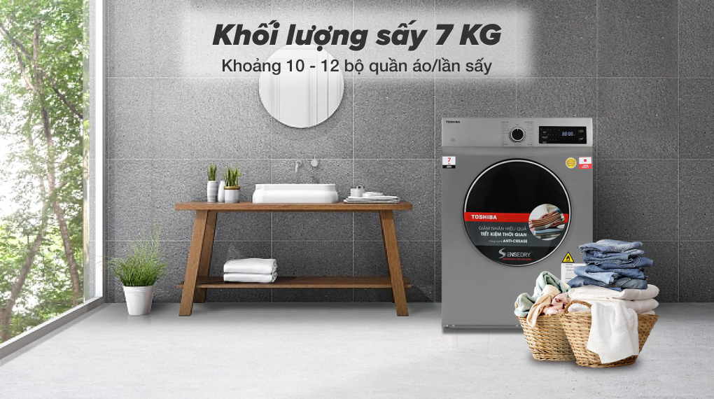Máy sấy thông hơi 7 kg Toshiba TD-H80SEV(SK) Máy sấy thông hơi 7 kg Toshiba TD-H80SEV(SK)