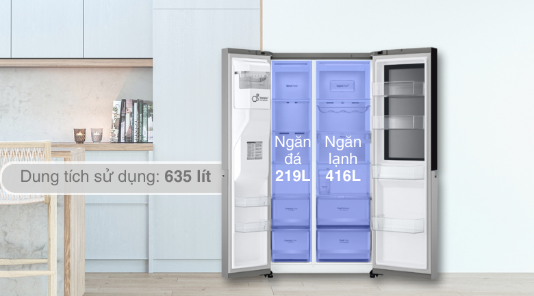 Tủ lạnh LG Inverter 635 lít Side By Side InstaView GR-G257SV Tủ lạnh LG Inverter 635 lít Side By Side InstaView GR-G257SV