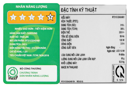 Tu Lanh Samsung Inverter 305 Lit Rt31cg5424b1sv12